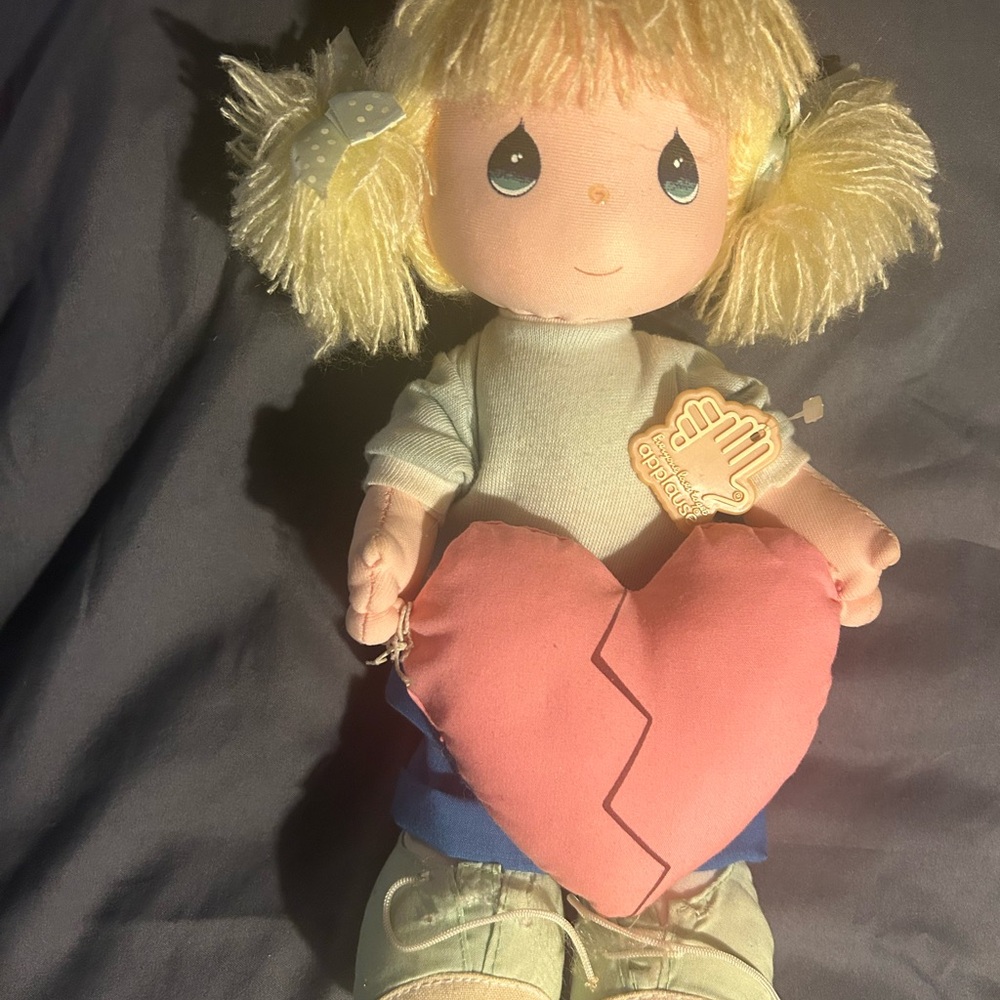Vintage Precious Moments Doll with Blue and Pink Outfit